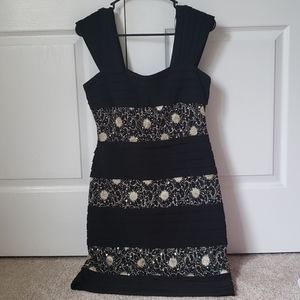 Black and Gold Cocktail dress with 3-4 inch straps